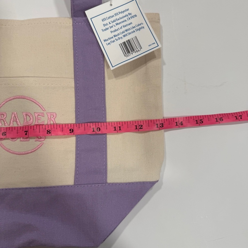 Trader Joe’s Mini Pastel Canvas Tote-2026- Spring- Blue with Green embroidery - Picture 3 of 4